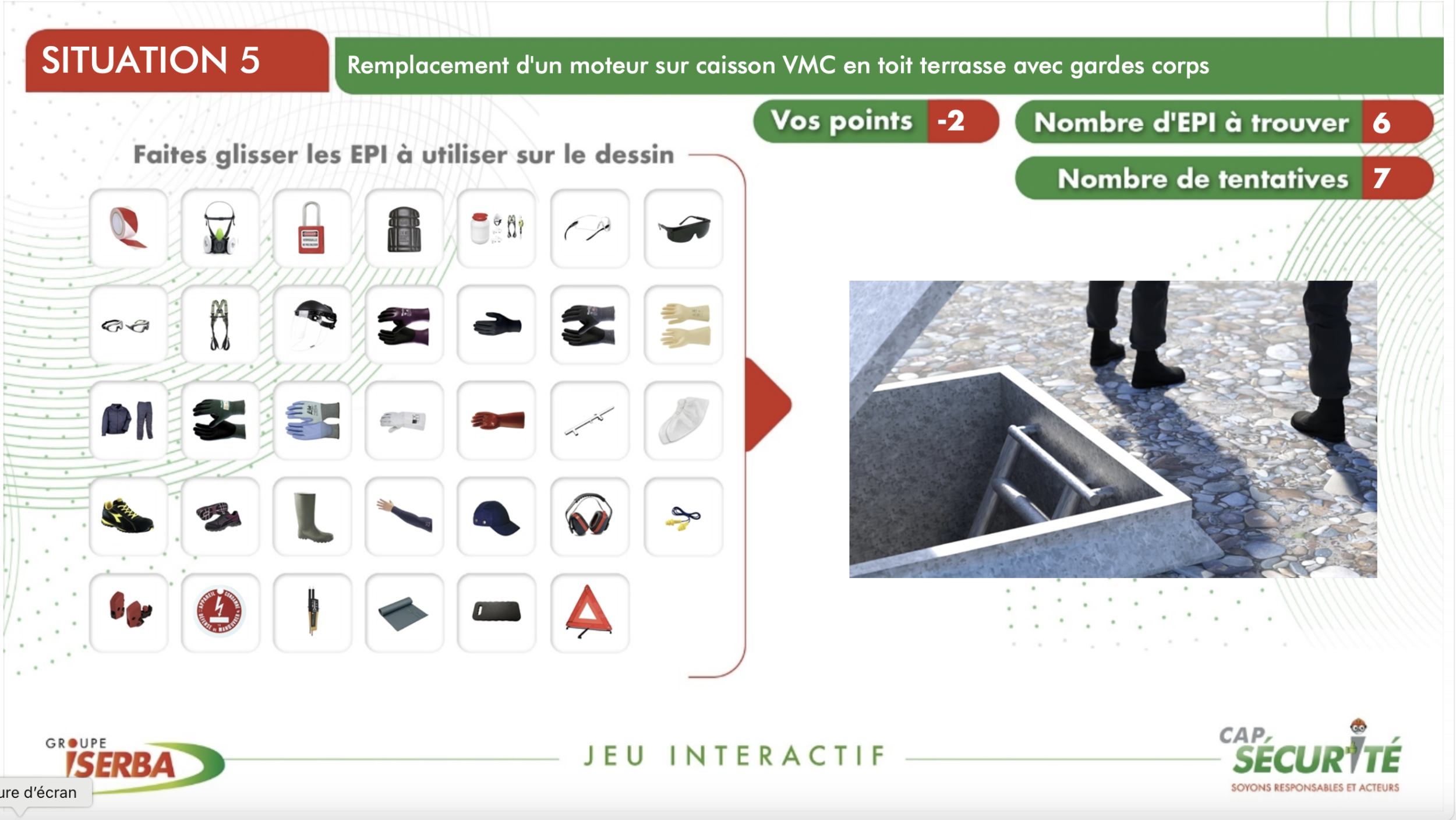 Quiz interactif sur les équipements de protection individuelle lors d’un accueil sécurité
